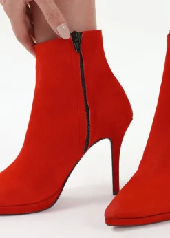 Clearance DANIEL Abigail Red Suede Platform Ankle Boots