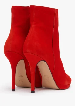 Clearance DANIEL Abigail Red Suede Platform Ankle Boots