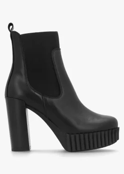 Hot ALPE Ablush Black Leather Platform High Heel Ankle Boots
