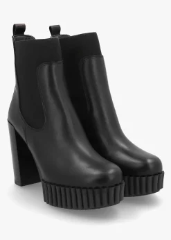 Hot ALPE Ablush Black Leather Platform High Heel Ankle Boots