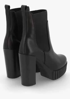 Hot ALPE Ablush Black Leather Platform High Heel Ankle Boots