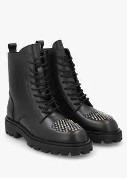 Sale ALPE Abode Black Leather Embellished Ankle Boots