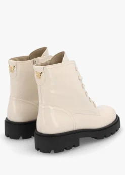 Best ALPE Acorn White Patent Leather Lace Up Ankle Boots