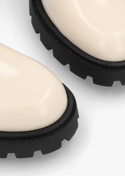 Best ALPE Acorn White Patent Leather Lace Up Ankle Boots