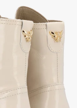 Best ALPE Acorn White Patent Leather Lace Up Ankle Boots