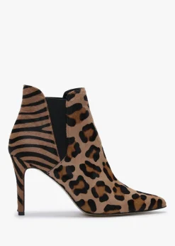 Fashion DANIEL Adril Leopard Calf Hair Ankle Boots