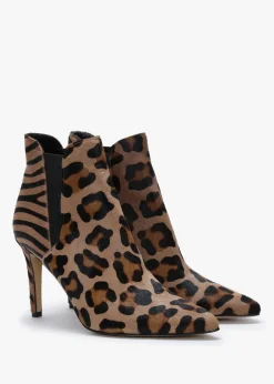 Fashion DANIEL Adril Leopard Calf Hair Ankle Boots