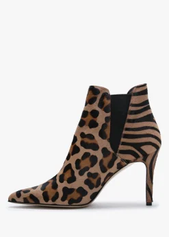 Fashion DANIEL Adril Leopard Calf Hair Ankle Boots