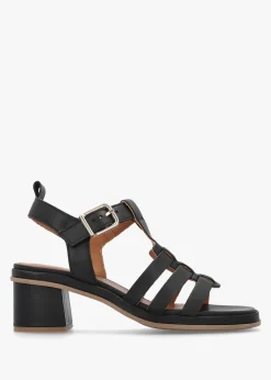 Best ALPE Akure Black Leather Block Heel Fisherman Sandals