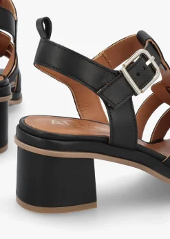 Best ALPE Akure Black Leather Block Heel Fisherman Sandals