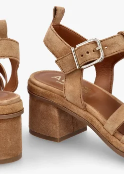 New ALPE Akure Tan Suede Block Heel Fisherman Sandals