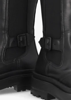 Online BARBOUR INTERNATIONAL Alicia Black Leather Knee High Chelsea Boots