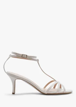 Fashion DANIEL Alina White Leather Strappy Kitten Heel Sandals