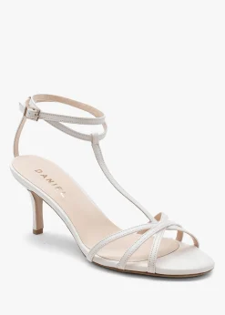 Fashion DANIEL Alina White Leather Strappy Kitten Heel Sandals