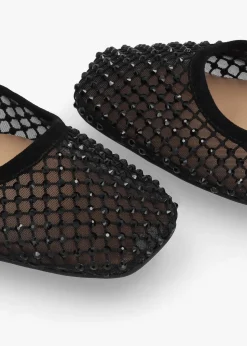 New DANIEL Alma Black Suede Crystal Mesh Mary Jane Pumps