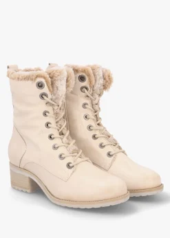 Outlet MODA IN PELLE Alpinne Cream Leather Tall Ankle Boots