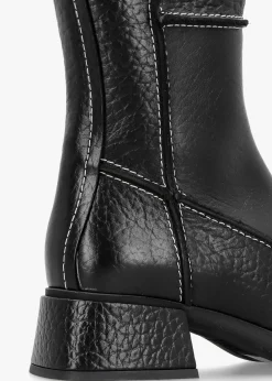Online MIISTA Alzira Black Leather Mid-Calf Boots