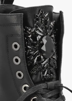Online DANIEL Amari Black Leather Embellished Ankle Boots