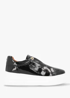 Discount MODA IN PELLE Aneeba Black Patent Leather Slip On Trainers