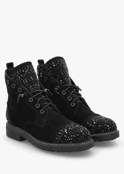 Clearance DANIEL Angel Black Suede Diamante Embellished Ankle Boots
