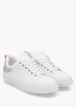 Online MARTE Angels Ease White Leather Silver Wing Trainers