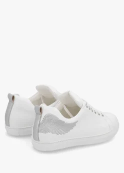 Online MARTE Angels Ease White Leather Silver Wing Trainers