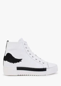 Fashion MARTE Angels White Leather Black Wing High Top Trainers
