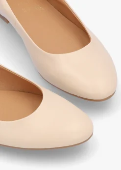 New MARTE Angels Wings Beige Metallic Leather Ballet Pumps