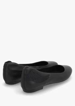 Outlet MARTE Angels Wings Black Leather Ballet Pumps