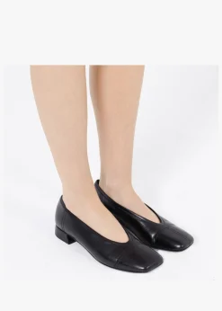 Outlet DANIEL Angled Black Leather Square Toe Pumps