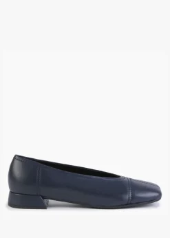 Outlet DANIEL Angled Navy Leather Square Toe Pumps