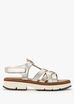 Sale ALPE Angola Gold Leather Chunky Gladiator Sandals