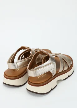 Sale ALPE Angola Gold Leather Chunky Gladiator Sandals