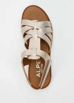Sale ALPE Angola Gold Leather Chunky Gladiator Sandals