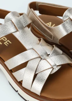 Sale ALPE Angola Gold Leather Chunky Gladiator Sandals