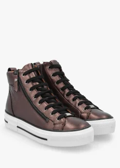 Sale MODA IN PELLE Annaken Pewter Leather High Top Trainers