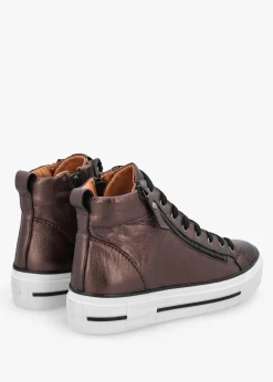 Sale MODA IN PELLE Annaken Pewter Leather High Top Trainers