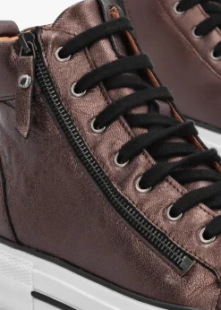 Sale MODA IN PELLE Annaken Pewter Leather High Top Trainers