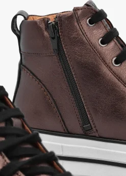 Sale MODA IN PELLE Annaken Pewter Leather High Top Trainers