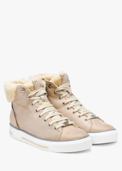 Discount MODA IN PELLE Anniia Cream Leather High Top Trainers