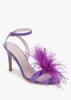 Hot DANIEL Anost Purple Leather Feather Heeled Sandals
