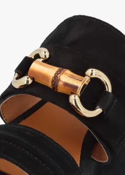 Online ALPE Antibes Black Suede Flatform Mules