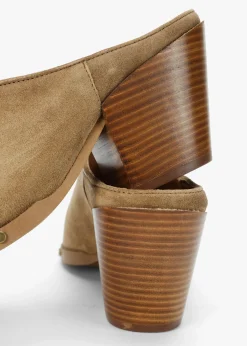 Online ALPE Antwerp Tan Suede Western Stacked Heel Backless Mules
