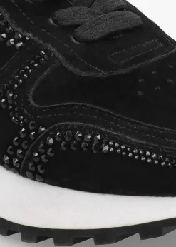 Discount DANIEL Arabella Black Suede Crystal Embellished Trainers