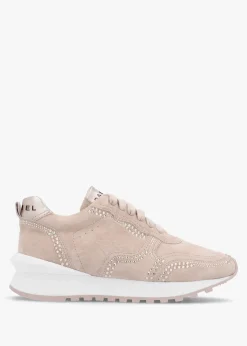 Discount DANIEL Arabella Taupe Suede Crystal Embellished Trainers