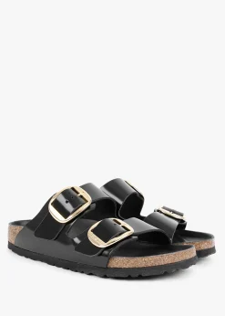 Hot BIRKENSTOCK Arizona Big Buckle Black Patent Leather Two Bar Mules