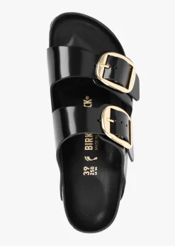 Hot BIRKENSTOCK Arizona Big Buckle Black Patent Leather Two Bar Mules