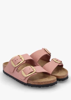 Clearance BIRKENSTOCK Arizona Big Buckle Old Rose Nubuck Leather Two Bar Mules