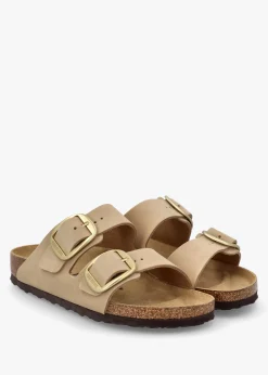 Sale BIRKENSTOCK Arizona Big Buckle Sandcastle Nubuck Leather Two Bar Mules