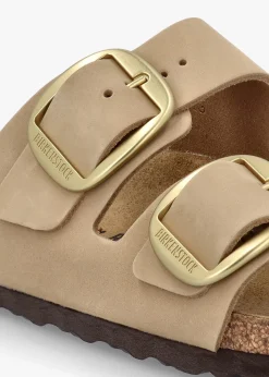 Sale BIRKENSTOCK Arizona Big Buckle Sandcastle Nubuck Leather Two Bar Mules